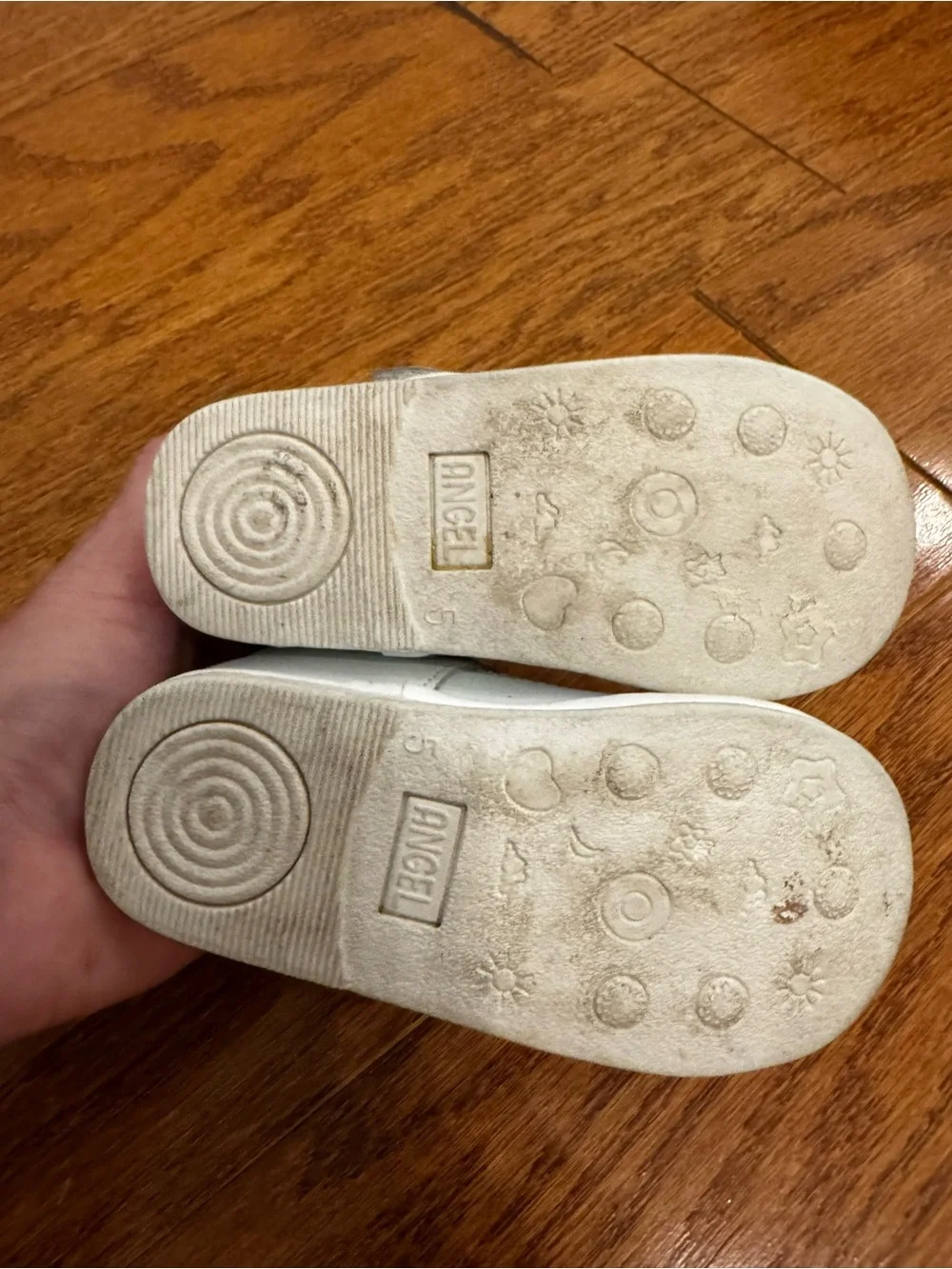 L’amour Angel White Bow T-Strap Kids Dress Shoes leather  5 walker